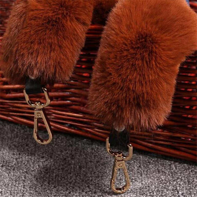 120cm Replacement Bag Belt Faux Fur Straps Handle for Purse Belts Bag Accessories Golden Buckle A119