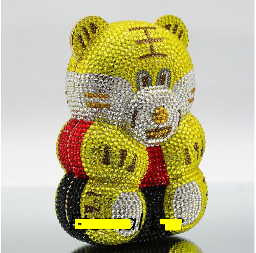 Women's Perforated Bear Handbag,Bear Perforated Crystal Handbag,Cocktail Purse,Shoulder Bag,Gifts