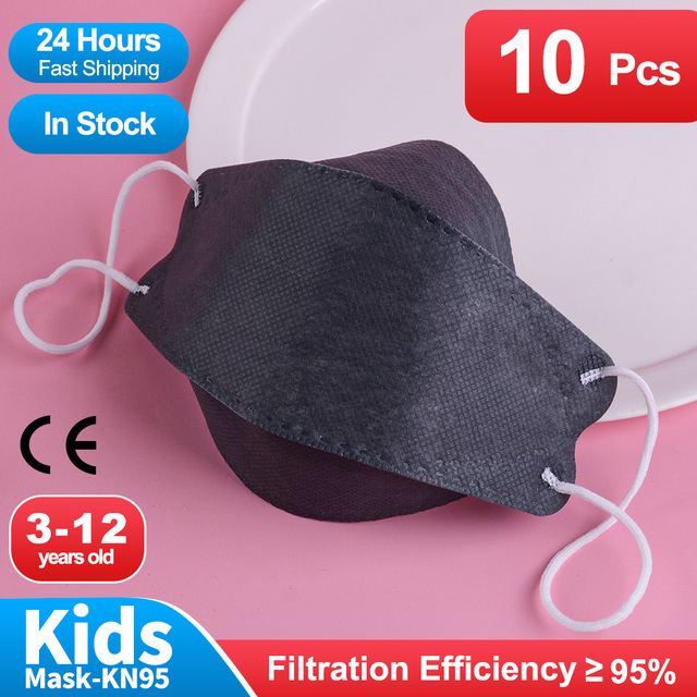 Fish Shape Desechables Mascarillas fpp2 Ninos 3-12 años 4D Negra Masuqe Enfant Kids Breath kn95cakes Baby ffp2 Mask Infantil