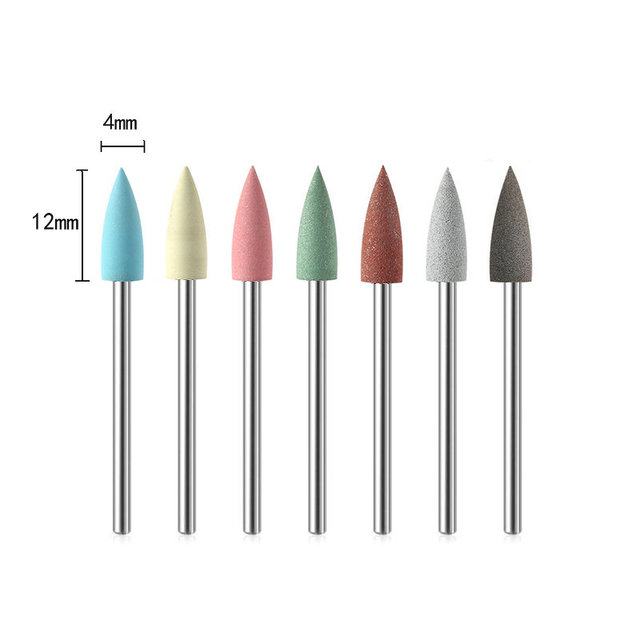 6pcs/set Rubber Silicon Nail Drill Grinding Cutter for Manicure Flexible Bit Polisher Machine Electric Nail File Art Tools