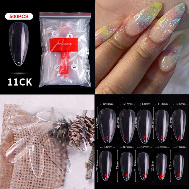 500pcs False Nail Extension Full Cover Fake Nails French False Nail Clear/White False Nail Tips Art Manicure Tool French Nail