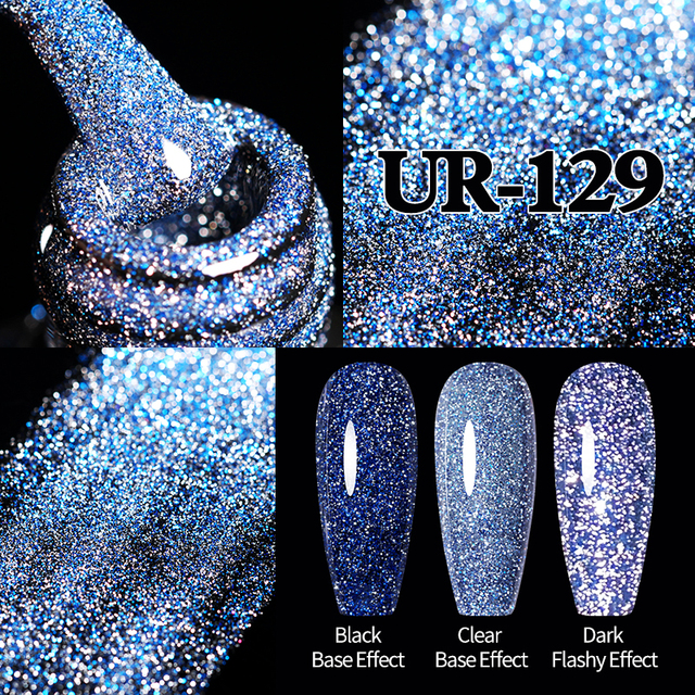 ur sugar 7.5ml neon yellow reflective glitter gel nail polish shine twilight nail gel nail art varnish semi permanent varnish