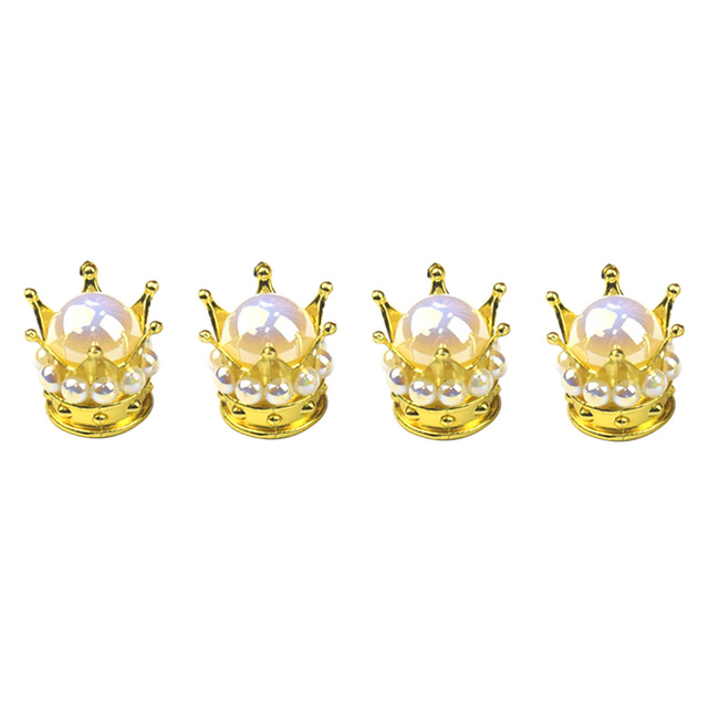 4pcs Car Wheel Air Valve Cover Tire Rhinestone Crown Pattern Brass Core Auto Truck Tire Rim Stem Dust Cover Air Universal Accessories