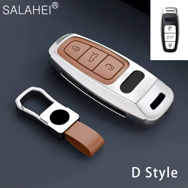 New Fashion Zinc Alloy and Leather Car Key Case Cover for Audi A3 A4 A5 C5 C6 8L 8P B6 B7 B8 C6 RS3 RS6 Q3 Q7 TT 8L 8V S6 S4 S3