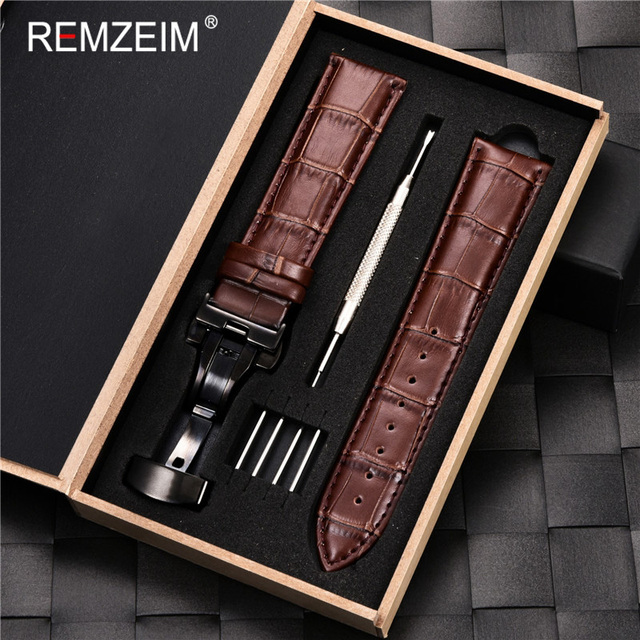 Remz Patterned - Genuine calfskin leather watch strap size 16, 17, 18, 19, 20, 21, 22, 23 and 24mm, with box and watch accessories