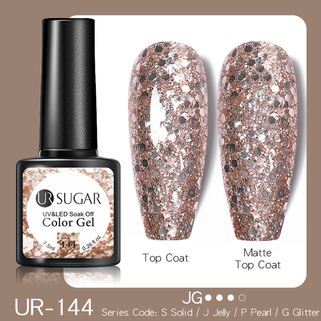 ur sugar caramel color gold sequins gel nail polish for manicure brown chocolate soak off uv gel nail varnish nail art design