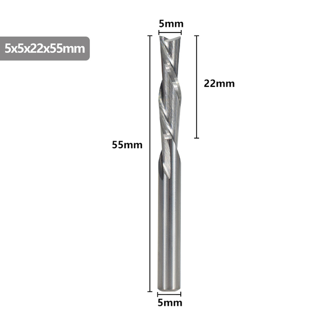 XCAN Left Hand Down Cutter 3.175/4/5/6mm Shank Spiral End Mill 2 Flute Carbide Milling Cutter for CNC Aluminum Cutting Milling B