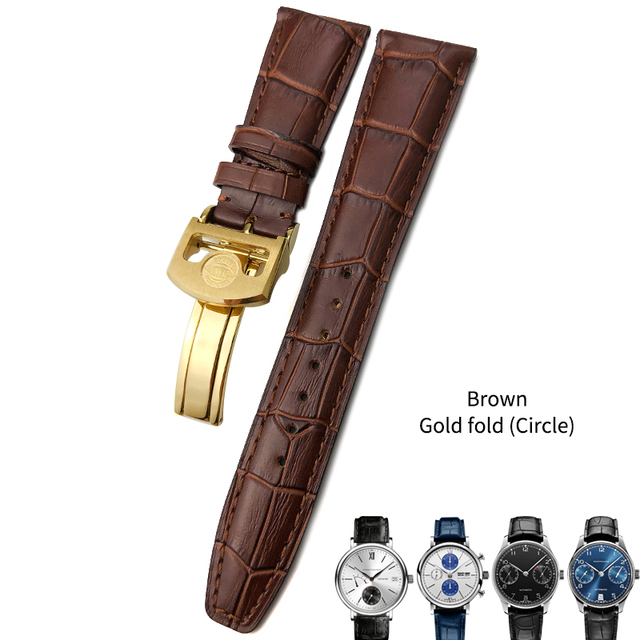 Cowhide watch strap 20mm 21mm 22mm,replacement for Portuguese IWC,Porotfino,Family piloto,folding buckle