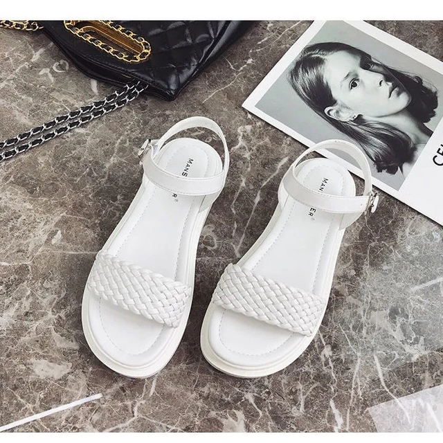 Women's Faux Leather Skirt Female Sandals 2020 Summer Fashion Sports Joker Flats For Women Ins Rome Platform Sandals Women