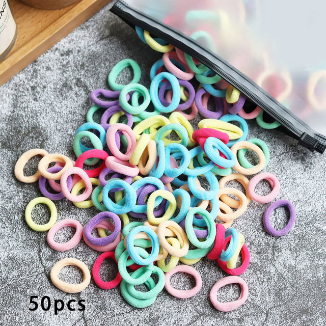 Toddler Hair Bands Baby Girl Children Headbands Colorful Elastic Hair Tie Nylon Scrunchie Hair Rope 50/100pcs Hair Accessories