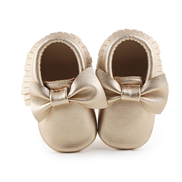 Newborn Baby Shoes Infant Boys Girl First Walker PU Sole Princess Bowknot Fringe Toddler Baby Crib Shoes Casual Moccasins