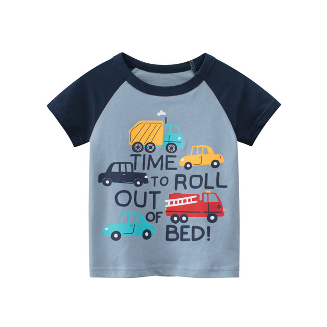 2-8 years old children's summer T-shirt, children's clothing, short-sleeved T-shirt, cartoon car T-shirt, children's cotton T-shirt