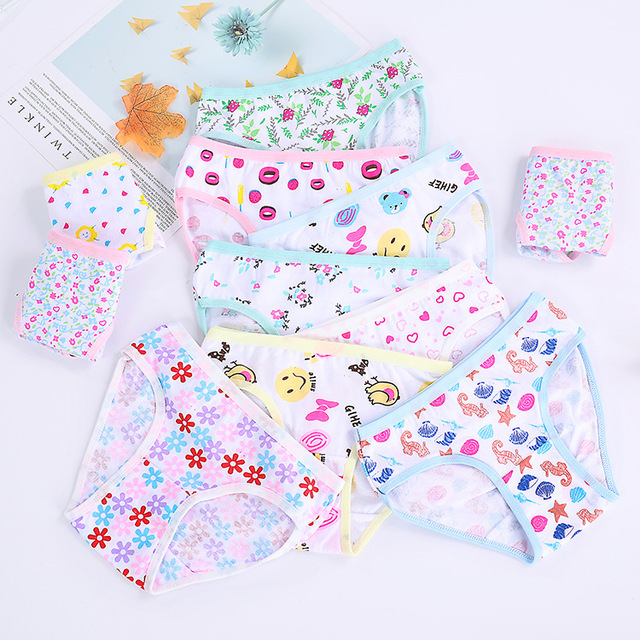 10 pieces/lot Design Children Girls Cotton Soft Lovely Panties Cartoon Baby Underwear for Girls Kids Boxer Panties Breathable