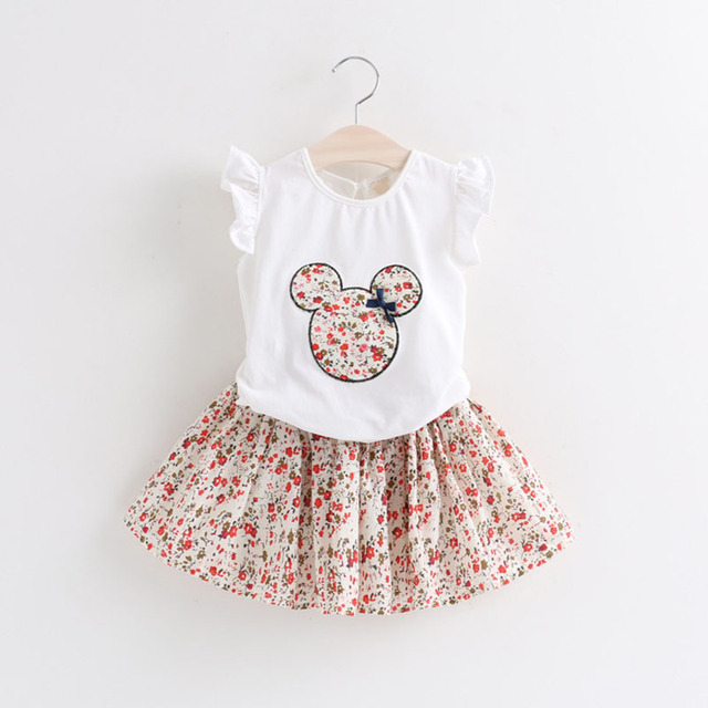 2022 Summer New Kids Clothes Fruit Print Casual Girls Clothing Set + Pants 2 Pack Fashion Ribbon Bow Set Toddler Clothing