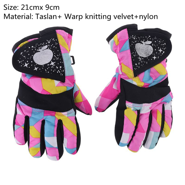 Kids Girls Boys Gloves Children Ski Gloves Thick Warm Pony Printed Waterproof Windproof Snow Gloves For Outdoor Sports 3-15Y