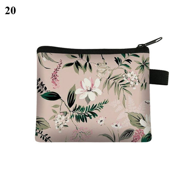 Fashion Brand Wallet Women Lovely Bowknot Flower Print Small Coin Bag Wallet Canvas Zipper Female Coin Purse Purse Earphone