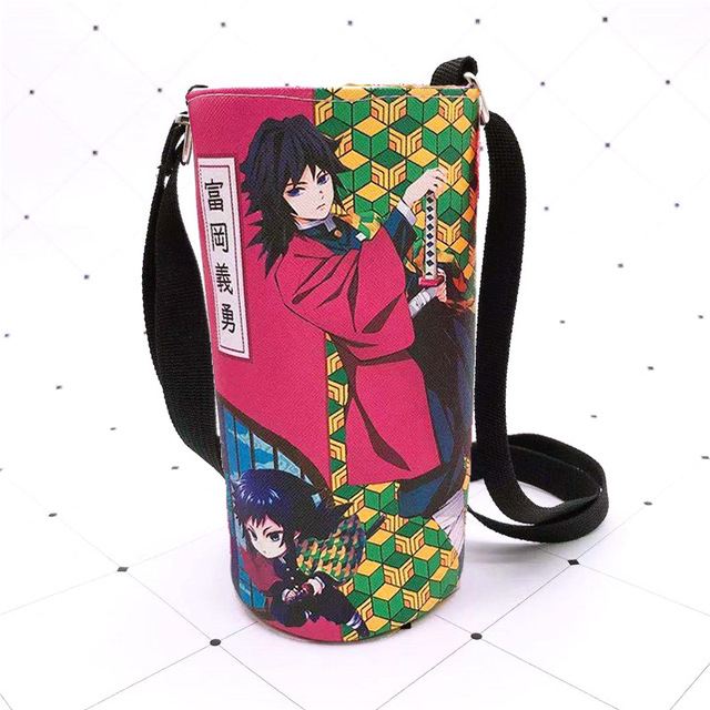 Devil Blade Cartoon Anime Peripheral PU Cup Cover Demon Slayer Kimetsu no Yaiba Kamado Nezuko Student Children Kids Kettle Bag