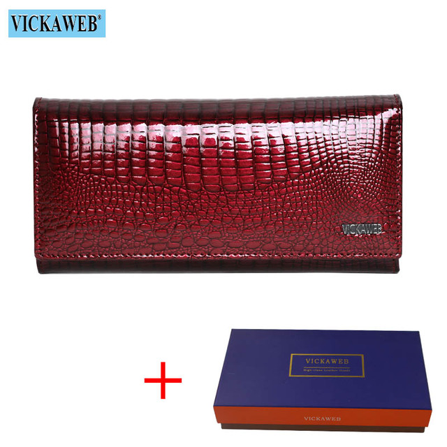 Women's Genuine Leather Magnetic Clip Wallet Fashion Long Wallet Card Holder Free Gift