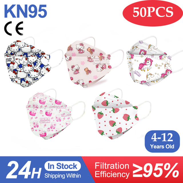 Kids KN95 Masks Fpp2 Certified Dustproof Breathable Mask Kids Masks Mascarillas fpp2 Niños Masque Enfant Jetable ffp2masque