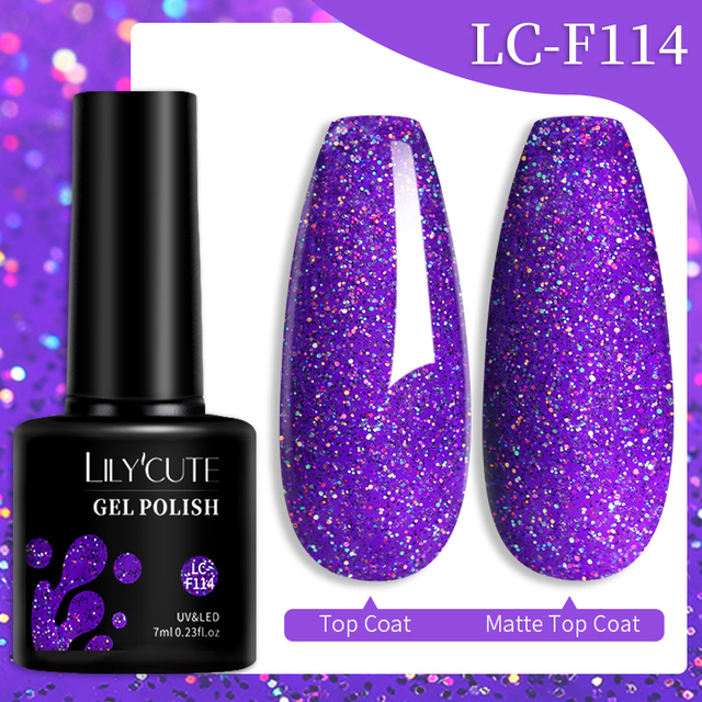 LILYCUTE 7ml Glitter Gel Nail Polish Laser Sequins Soak Off UV Gel Semi Permanent Colored Nails Gel Polish DIY Nail Art Esmalte