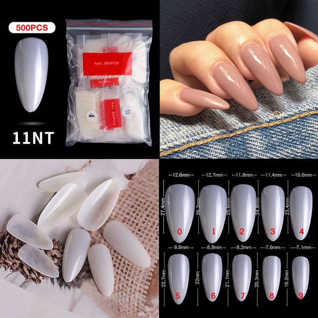 500pcs False Nail Extension Full Cover Fake Nails French False Nail Clear/White False Nail Tips Art Manicure Tool French Nail