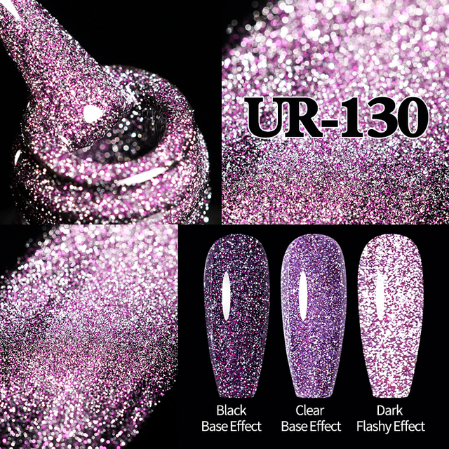 ur sugar 7.5ml neon yellow reflective glitter gel nail polish shine twilight nail gel nail art varnish semi permanent varnish