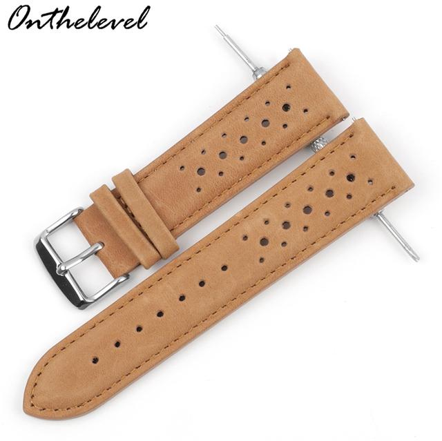 Onthelevel Leather Watch Strap 18mm 20mm 22mm 24mm Durable Coffee Brown Color Watch Band Quick Release Watch Straps Replacement