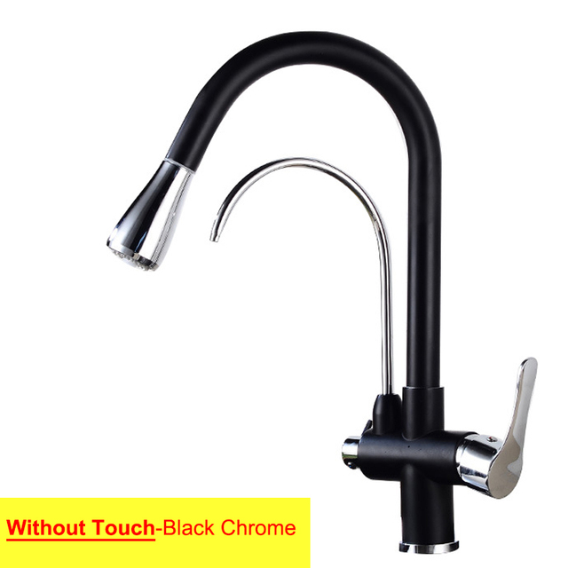 Gold Touch Filter Kitchen Mixer Tap Dual Handle Hot Cold Brass Kitchen Sink Faucets Smar Sensor Touch Pull Out Kitchen Faucets