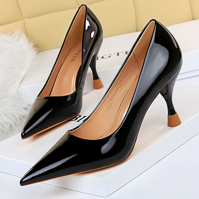 BIGTREE Shoes Woman Pumps Patent Leather High Heels Shoes Women Basic Pump Wedding Shoes Female Stiletto High Heels Women Shoes Plus Size 43