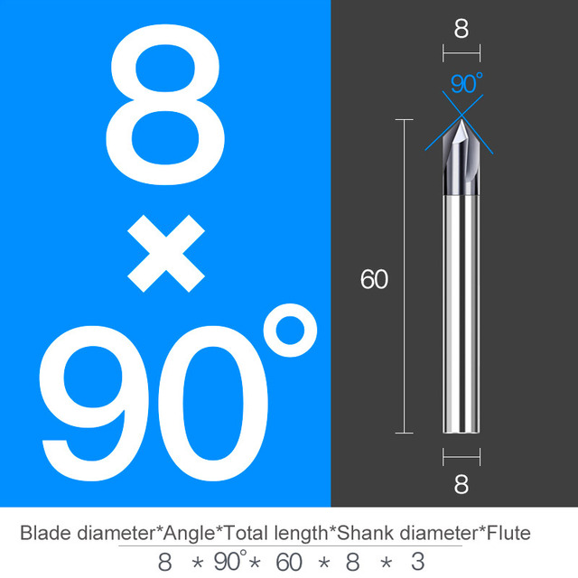 Chamfer Milling Cutter Carbide Angle Anti Chamfer End Mill Deburring V Grove Router 60 90 120 Degree 2 3 Flutes