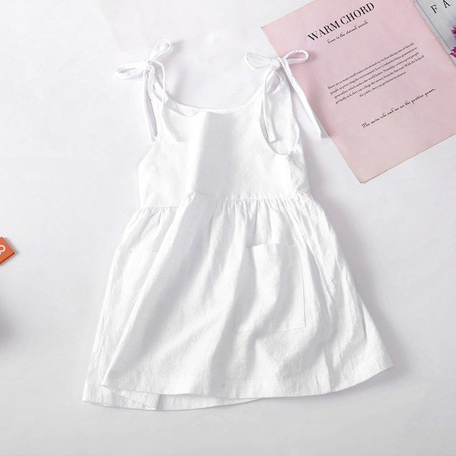 Girls Summer Sleeveless Dress Cotton Solid Kids Dress Girls Dresses Beach Dress Slip Dress Fashion Girls Clothes