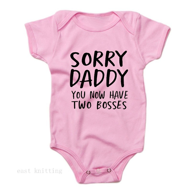 Newborn Baby Jumpsuit 0-18M Sorry Daddy As You Know Her Two Heads Funny Print Cotton Jumpsuit Baby Boy Short Sleeve Jumpsuit