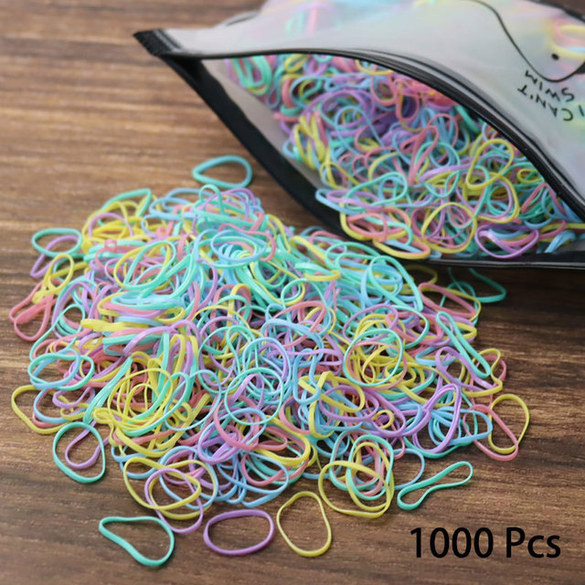 1000pcs Elastic Hair Bands Ponytail Hairband Colorful Rubber Band Scrunchies Disposable Baby Hair Accessories Cute Hair Ties