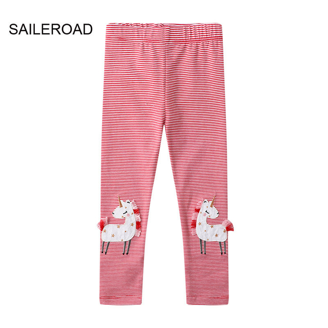 Seieroad Kids 2-7 Years Baby Long Pants Rainbow Embroidery Baby Pants Children Pants Baby Pants