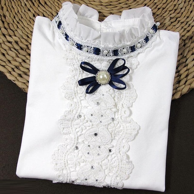 Spring Autumn Winter Girls Blouse Teen Girls Shirts Tops Cotton Lace Long Sleeve Girls Tops Shirt Kids Clothes For Kids