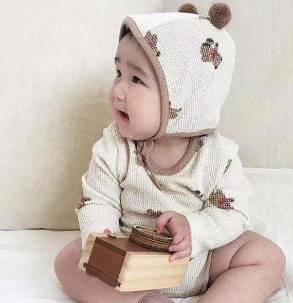 2022 Spring Baby Rompers Short Sleeve Flower Collar Rompers Hooded Rompers Girls Jumpsuit Girls Clothes