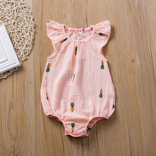 Summer Newborn Infant Baby Girls Romper Gauze Cotton Linen Baby Romper Playsuit Jumpsuit Fashion Baby Clothes