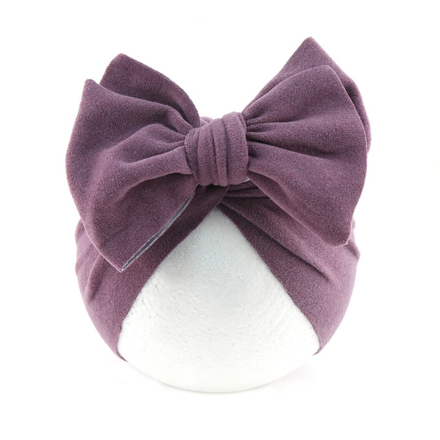 Baby Big Bowknot India Beanie Knit Solid Color Beanie Cute Bow Cotton Elastic Turban Headband for Babies Girls Boys