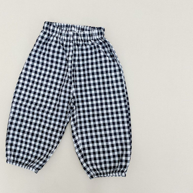 MILANCEL 2022 summer kids plaid pants casual pants boys and girls thin pants ninth