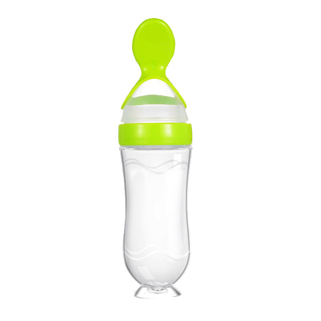 Newborn Baby Feeding Bottle 90ml Silicone Squeeze Spoon Milk Bottle Baby Training Nutrition Supplement