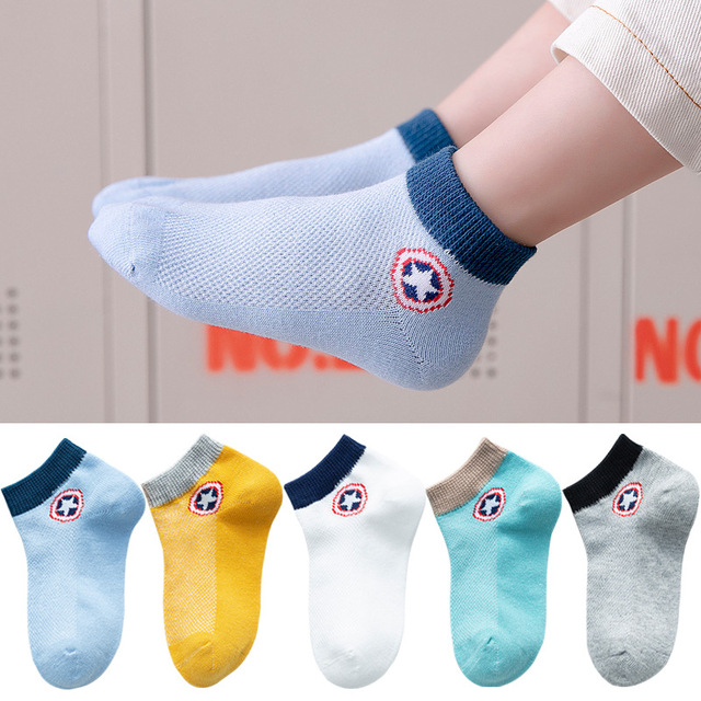 Soft Cotton Children Socks Cute Cartoon Casual Boys Socks Thin Mesh Summer 5pairs/lot Kids Socks Sport Baby Boy Socks 1-12 Years