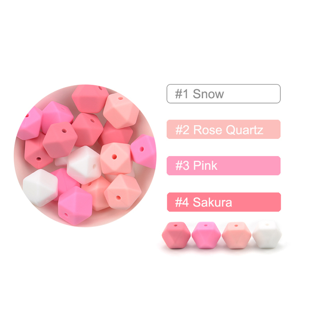 LOFCA10pcs 14mm Small Hexagon Silicone Beads Baby Teether BPA Free DIY Necklace Pacifier Chain Baby Teething Infant Care