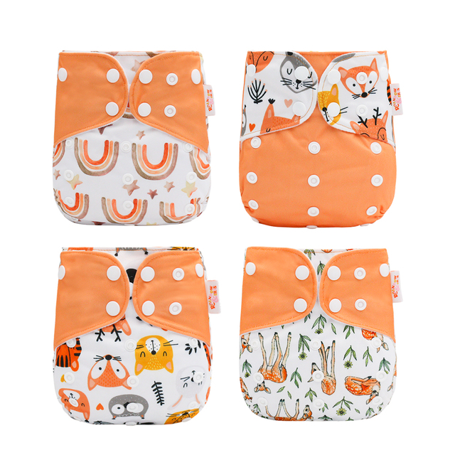 rainbow and iris 4pcs/set eco friendly cloth diaper for baby pocket diaper washable reusable fit 3-15kg