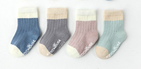 4pairs/lot Newborn Baby Boy Girl Socks Ribbed Toddler Winter Non-slip Socks 0-3 Years Kids Winter Autumn Spring Baby Girl Stuff