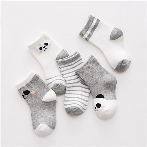 Laadka 5pairs/set Striped Cotton Newborn Baby Boys Girls Socks Cartoon Fashion Socks for Girls Boys Toddler Clothes Accessory