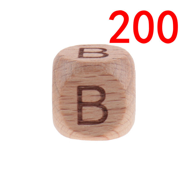 200pcs 12mm Beech Wooden Beads For Baby Wood Letters Bead Baby Teether Diy Beads With Silicone Teether Letters Alphabet