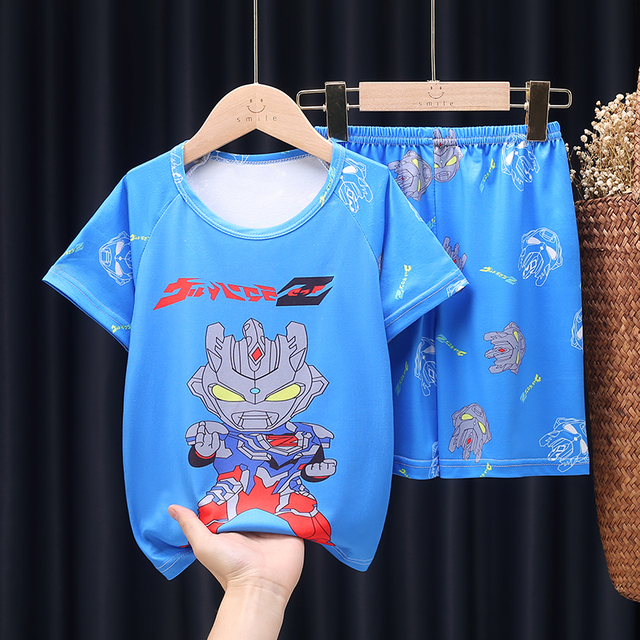 Doraemon Kids Pajamas Tops Pant Summer Cartoon Sleepwear Set Boys Girls Baby Clothes Pajamas Short Sleeve T-shirt Pajamas Suit