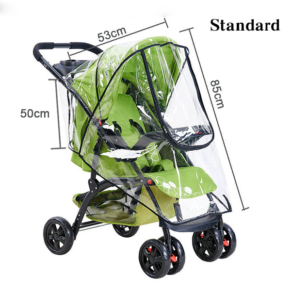 Stroller accessories waterproof rain cover transparent wind dust shield zipper open raincoat for baby stroller cover