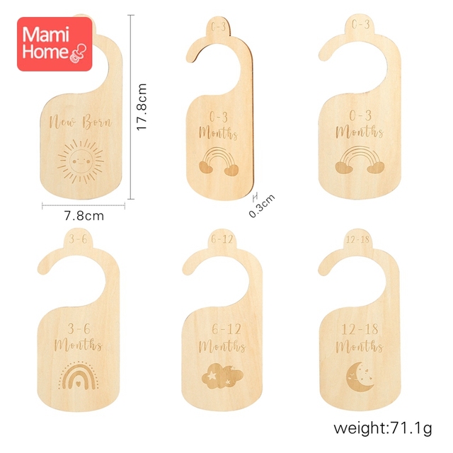 5pcs/7pcs Wooden Baby Wardrobe Clothes Dividers Organizers Newborn Growth Anniversary for Newborn to Toddler Girl Boy Baby Goods