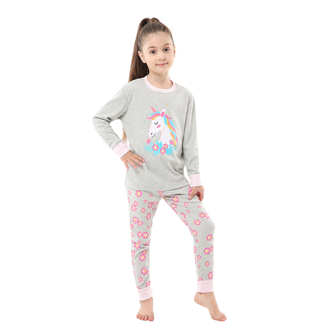 Girls Unicorn Pajamas Kids Sleepwear Dinosaur Pajamas Kids Rocket 1-8 Years New Set 2020